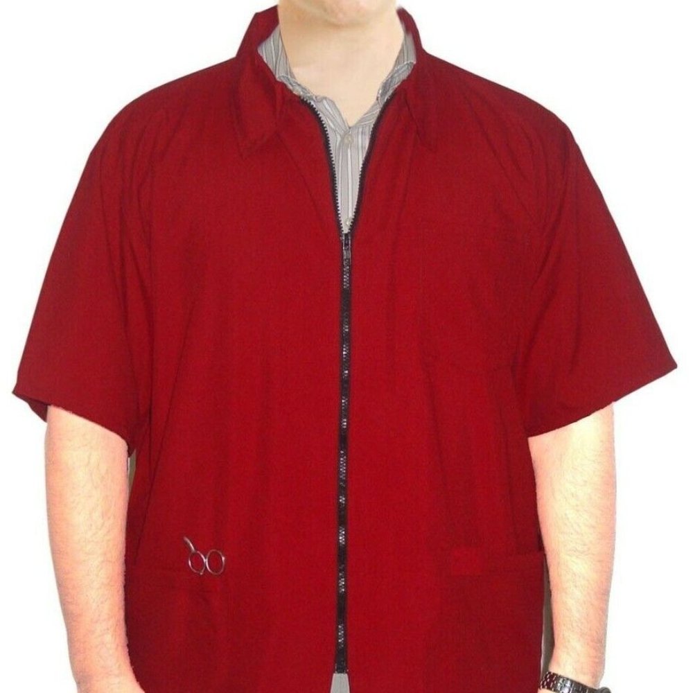 Fromm Barber Shirt/Jacket 4601M Microsilk Teflon Treated Size Medium Cranberry